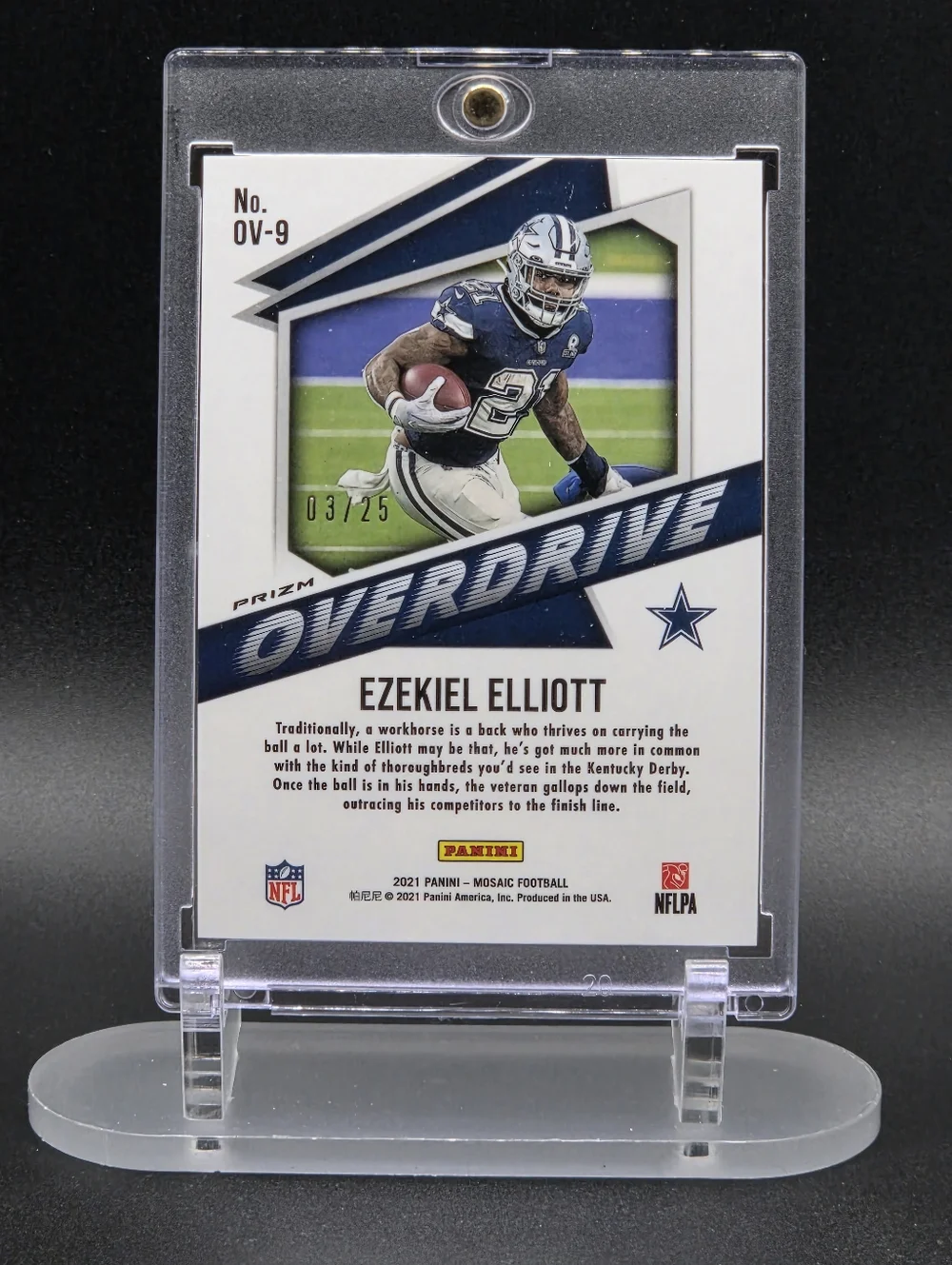 Ezekiel Elliott 2021 Mosaic OVERDRIVE Prizm 03/25 – Dallas Cowboys - Picture 2 of 2